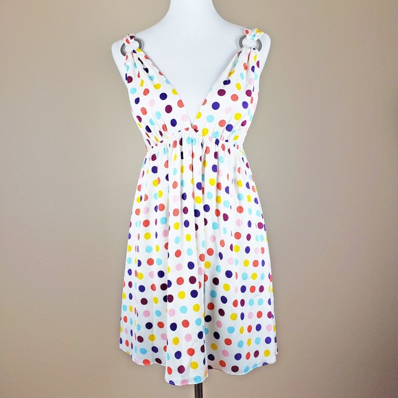 multi coloured polka dot dress